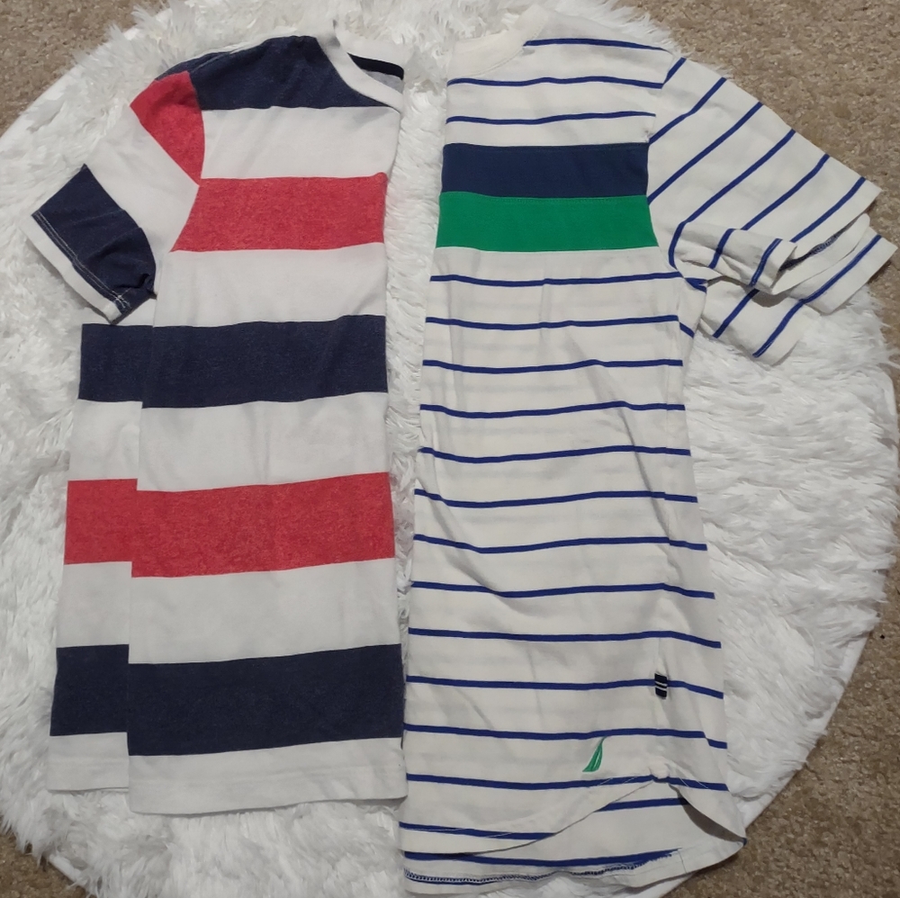 Boys 14-16 Striped Multi-Colored Tee Bundle left Old Navy Tee Right Nautica